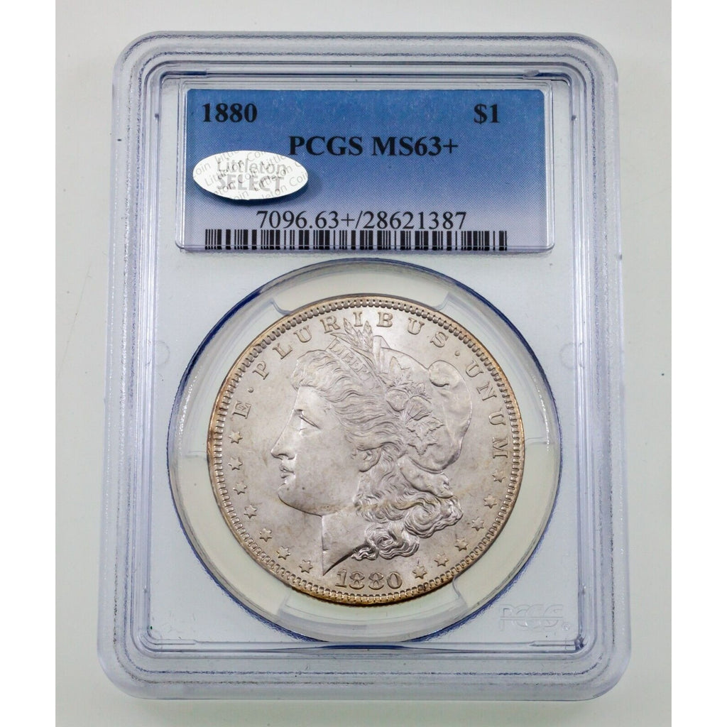 1880 $1 Silver Morgan Dollar Graded by PCGS as MS63+