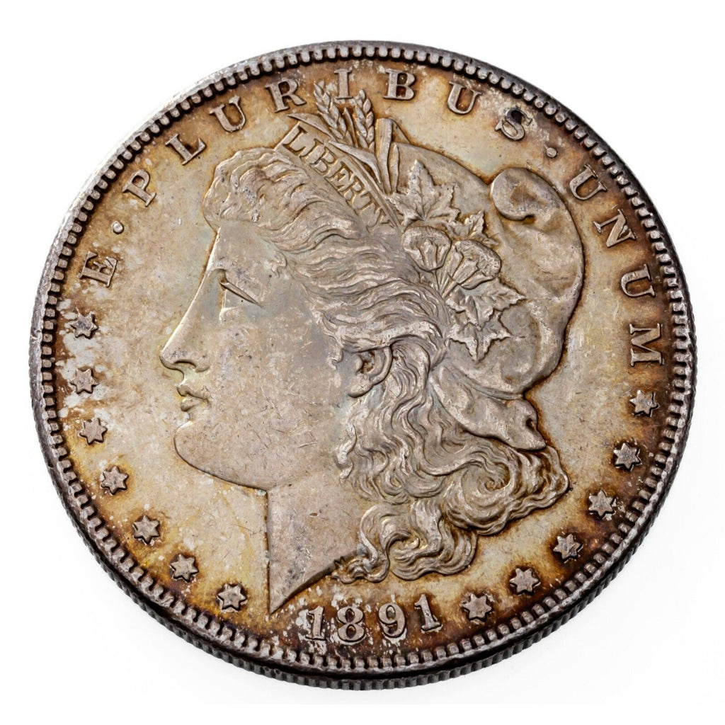 1891-S $1 Silver Morgan Dollar in AU+ Condition, Excellent Eye Appeal, Toned