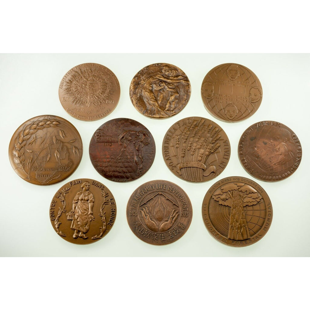 1971 FAO "Food For All" Bronze "Ceres Medals" Lot of 10, Minted in Rome