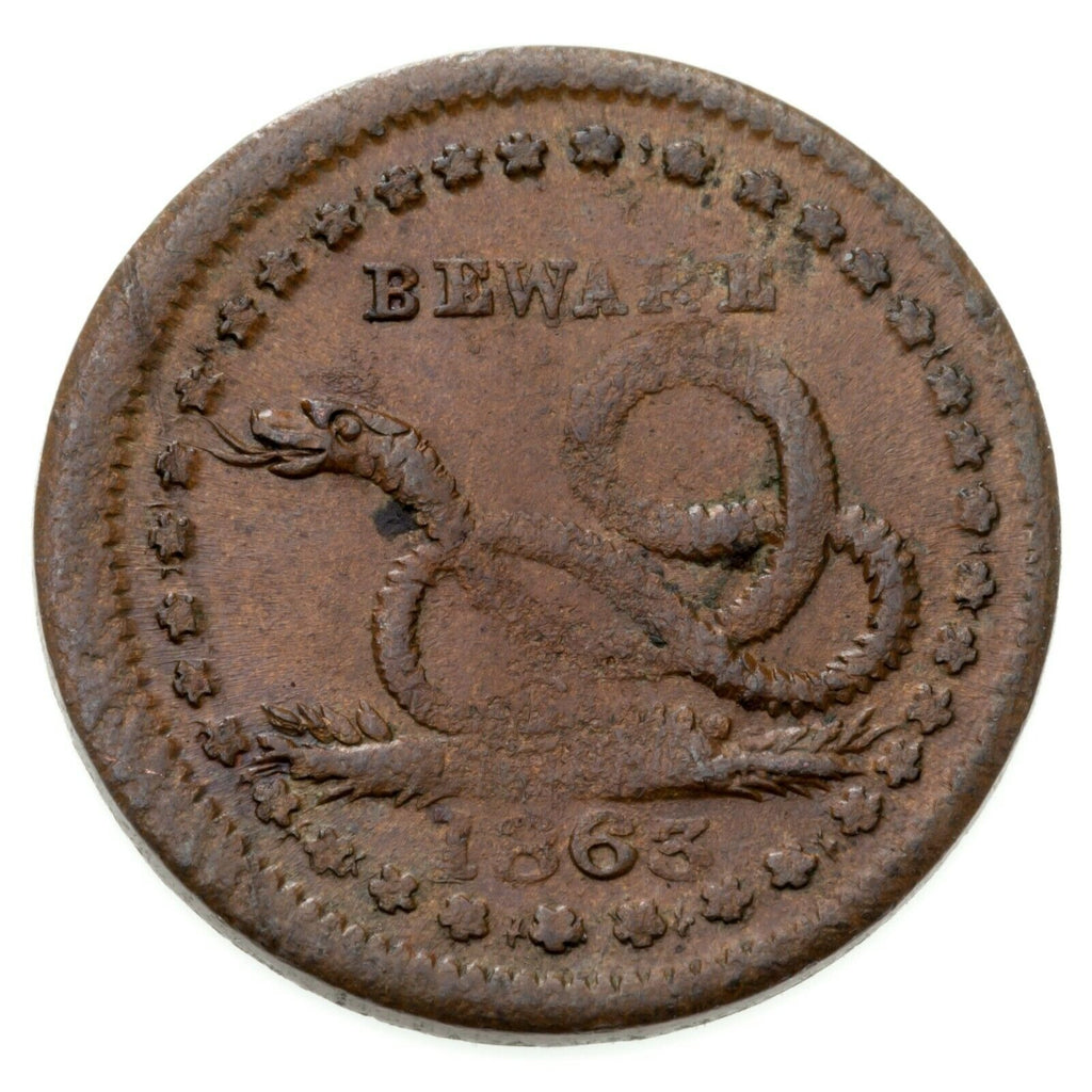 1863 Civil War Token UNION MUST BE PRESERVED F-136/397, AU Condition