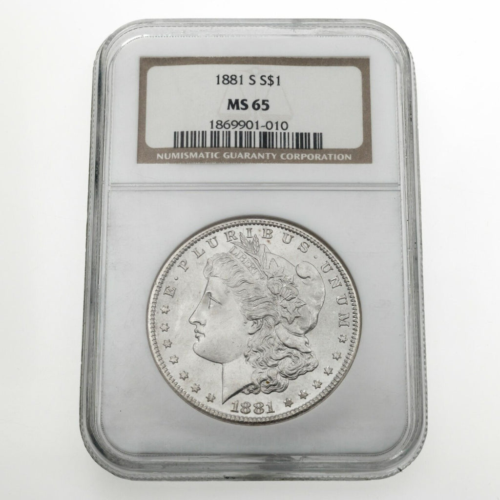 1881-S $1 Silver Morgan Dollar Graded by NGC as MS-65! Brown Label