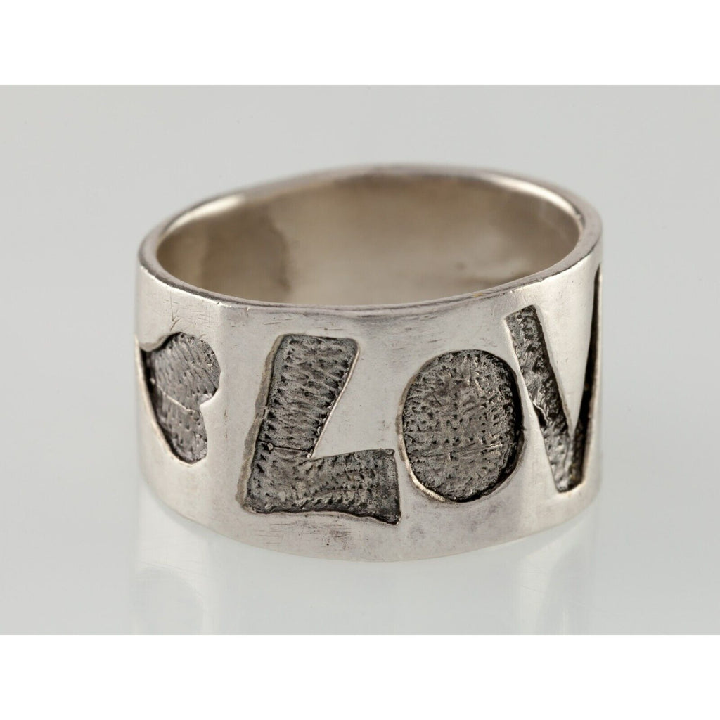 "LOVE" Sterling Silver Wide Band Ring Size 6.5