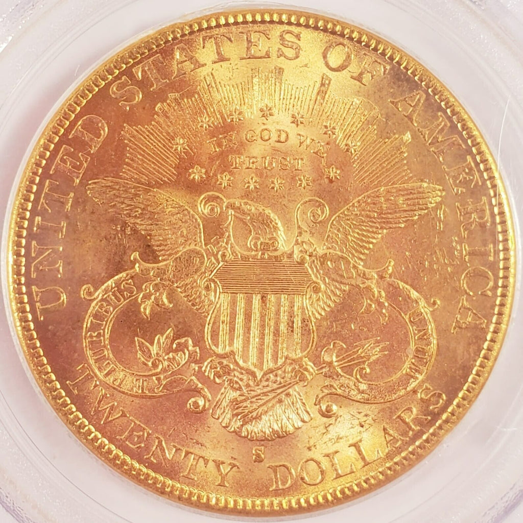 1892-S $20 Gold Liberty Double Eagle Graded by PCGS as MS-63! Early US Gold!