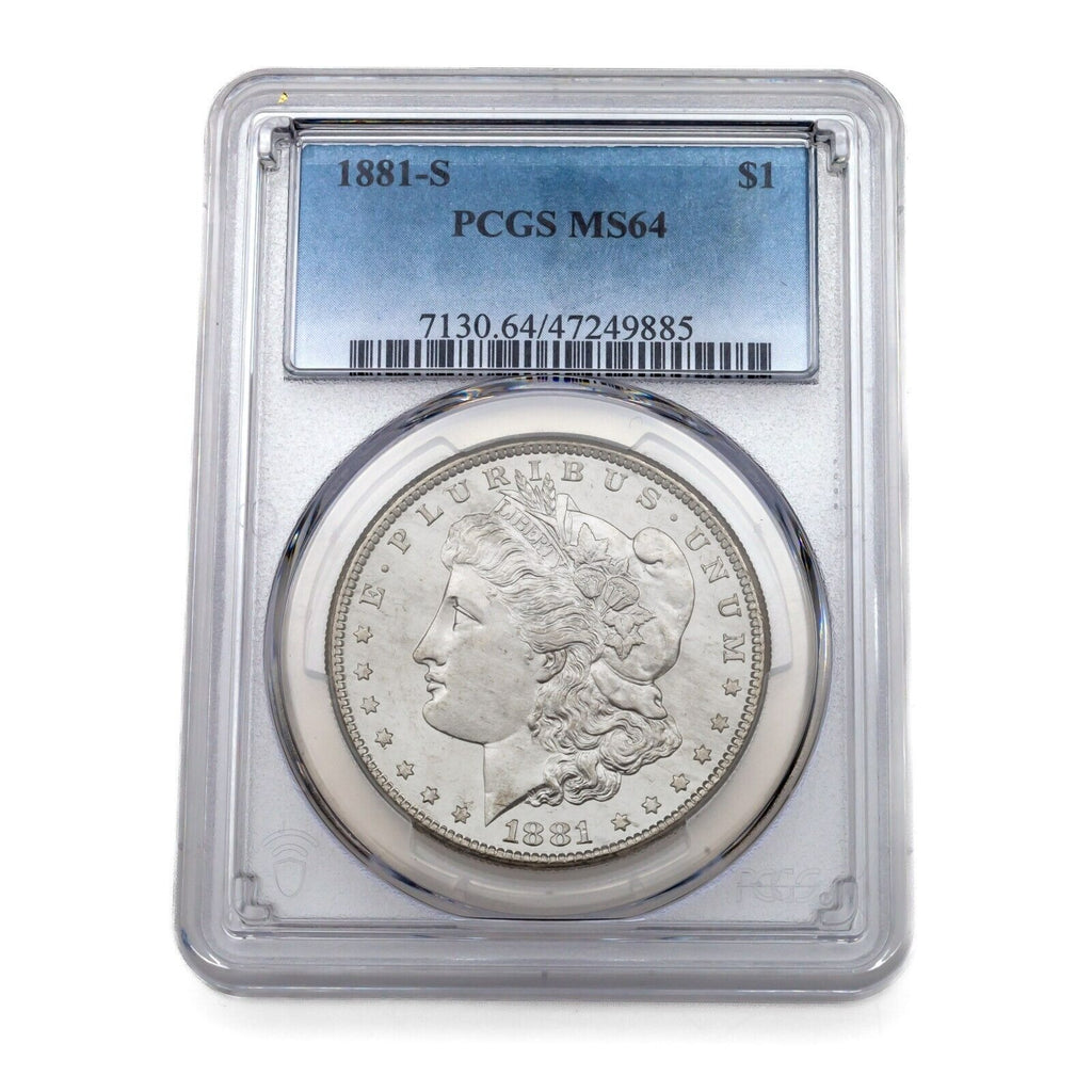 1881-S $1 Silver Morgan Dollar Graded by PCGS as MS-64! Nice Finish!