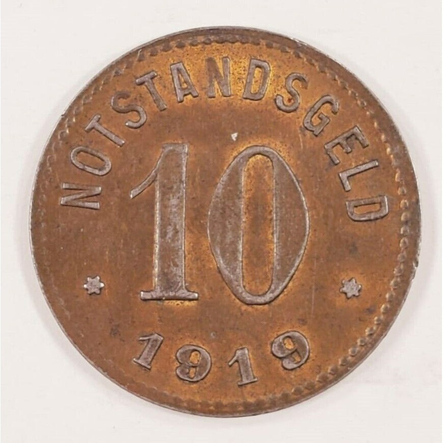 1919 Germany Stadt Sinzig 10 Pfennig Notgeld Token in XF