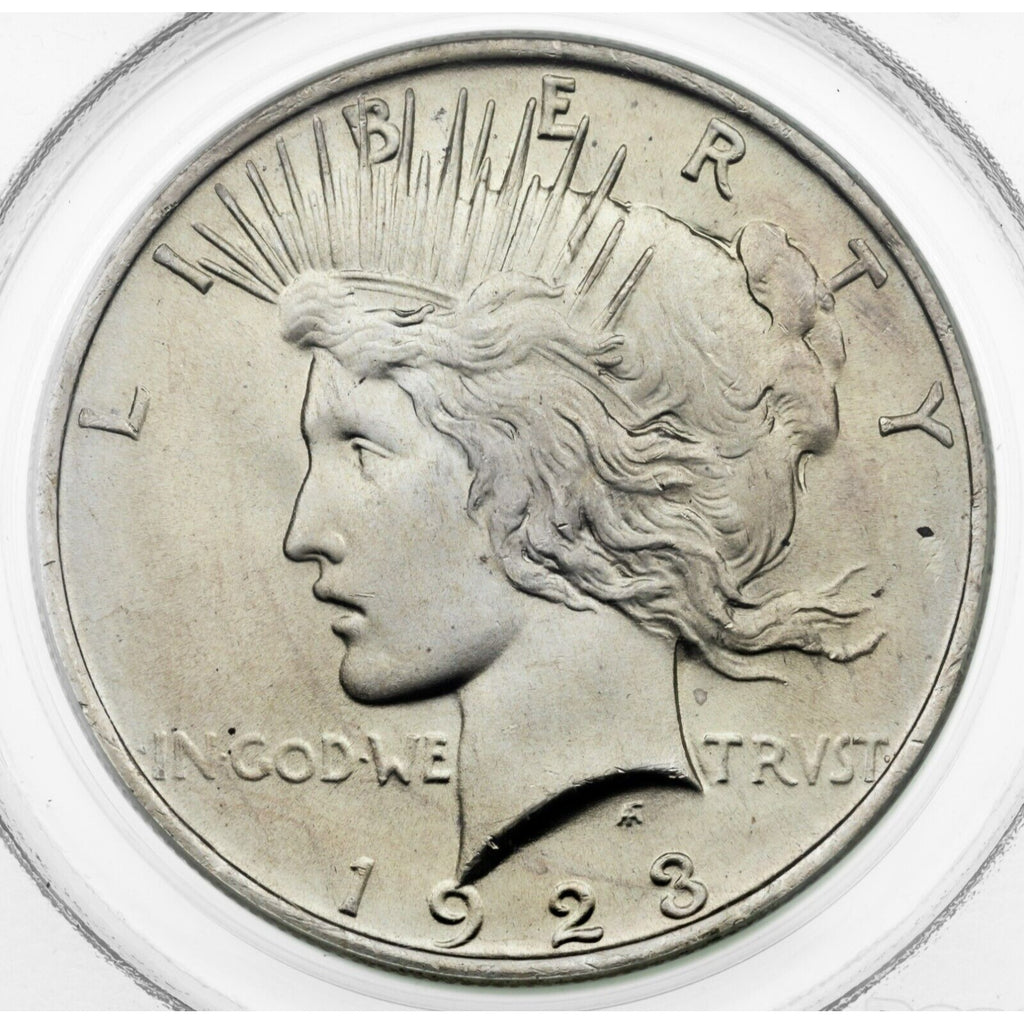 1923 $1 Silver Peace Dollar Graded by PCGS as MS-65 Green Label