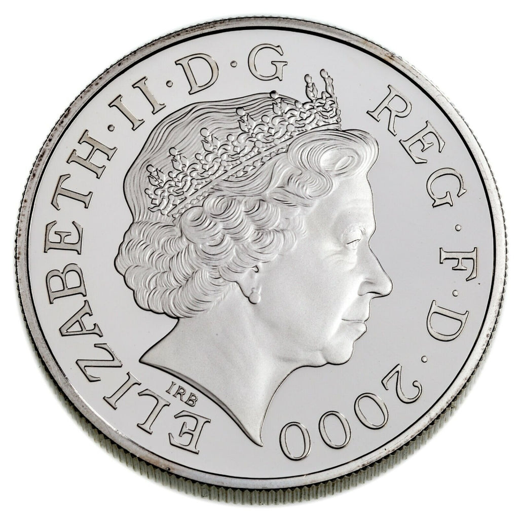 2000 Great Britain Silver Five Pound Proof Piedfort Coin, 100th Birthday KM P112