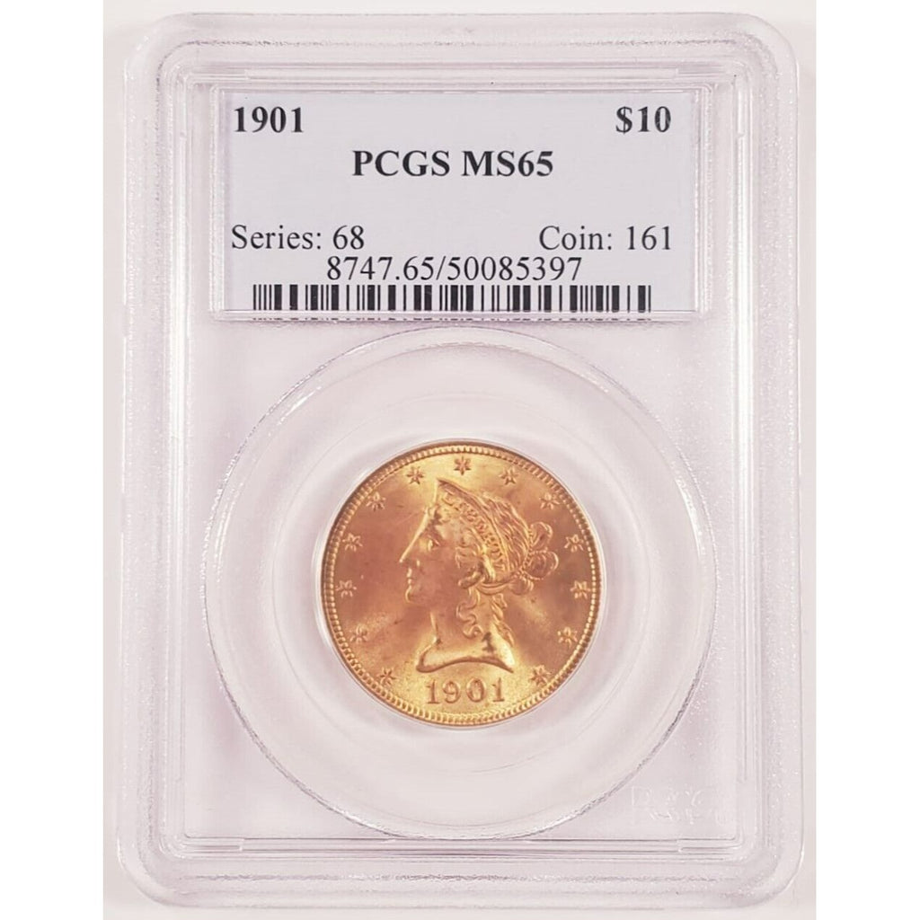 1901 $10 Gold Liberty Graded by PCGS as MS-65! Gorgeous Early Gold Eagle!