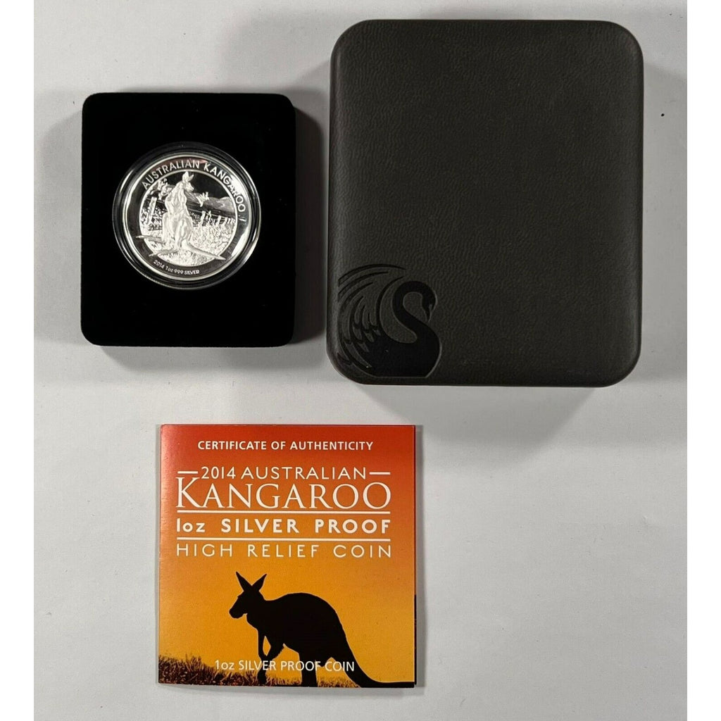 2014-P Australia 1 Oz. Silver Kangaroo High Relief w/ Original Box and CoA