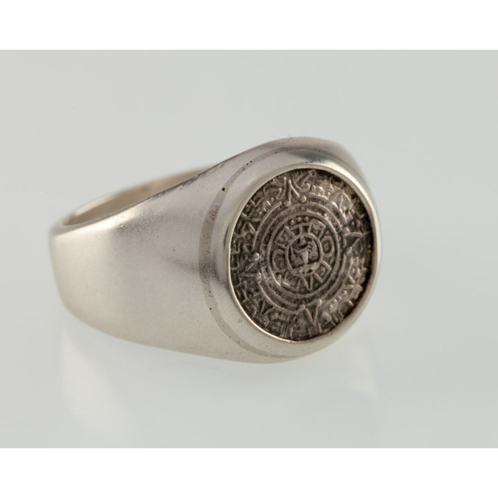 Men's Aztec Sun Calendar Sterling Silver Ring size 11.75