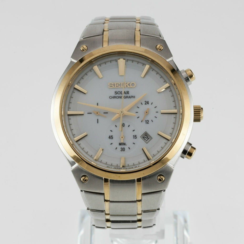 Seiko Solar Chronograph Men's SS Two-Tone Watch V175-0CX0