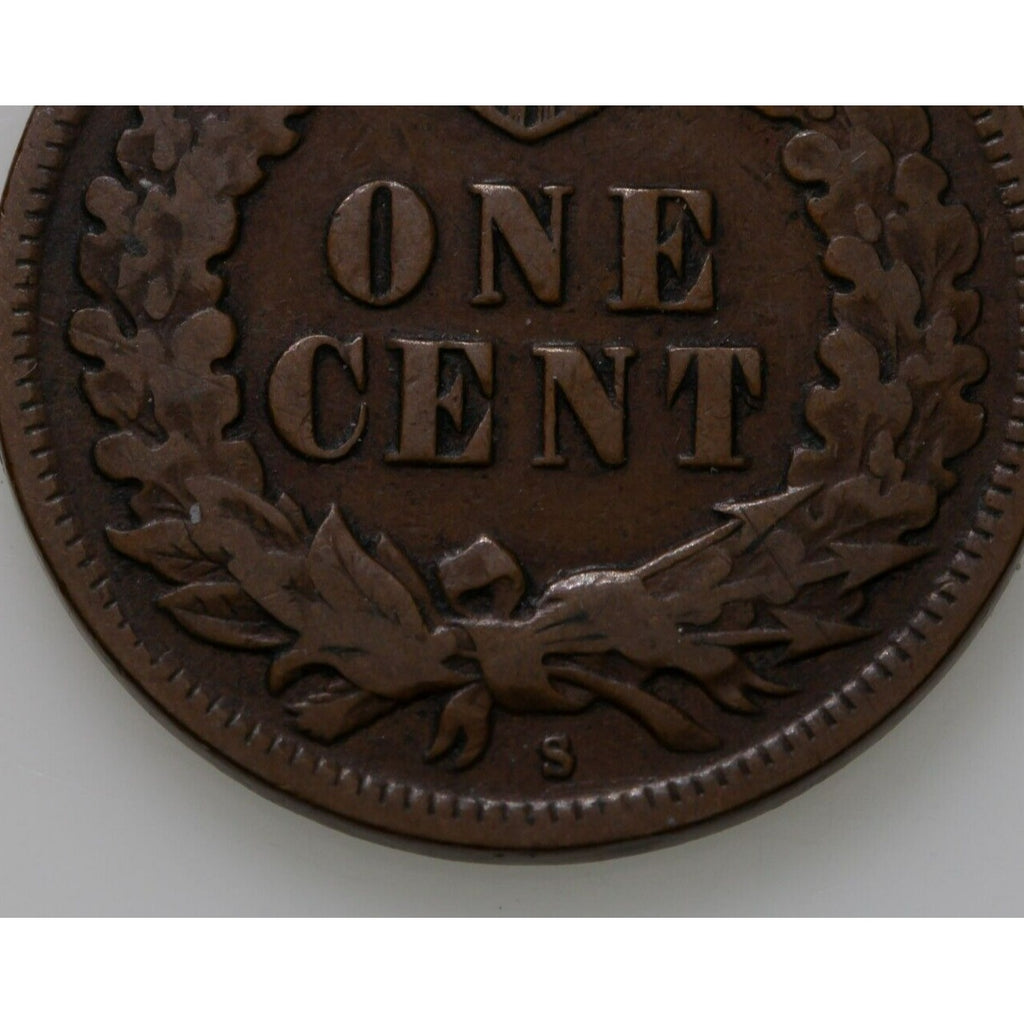 1908-S 1C Indian Cent in Fine Condition, All Brown Color, Fully Readable LIBERTY