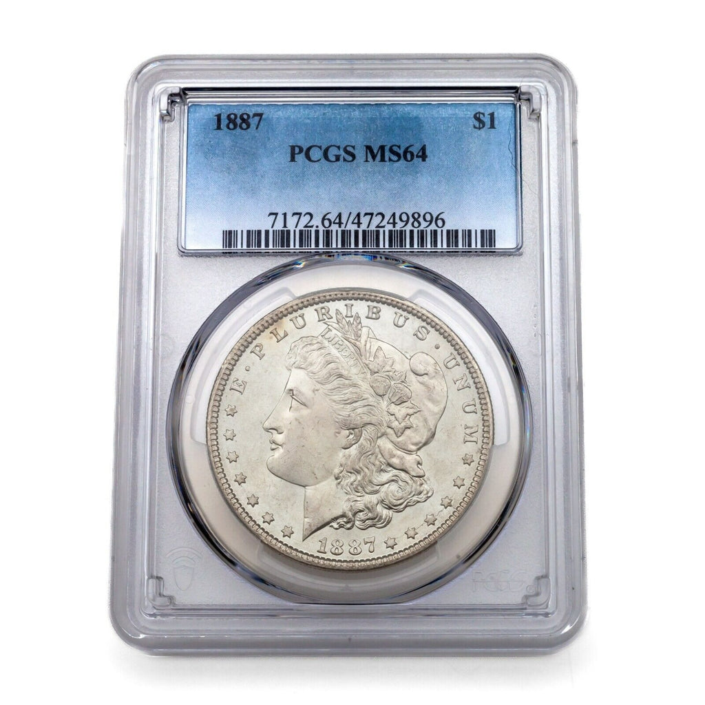 1887 $1 Silver Morgan Dollar Graded by PCGS as MS-64! Reverse Rim Toning