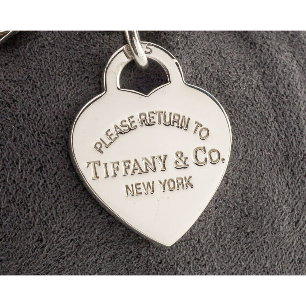Tiffany & Co. Sterling Silver Blank Heart Tag Charm Bracelet 7.5"