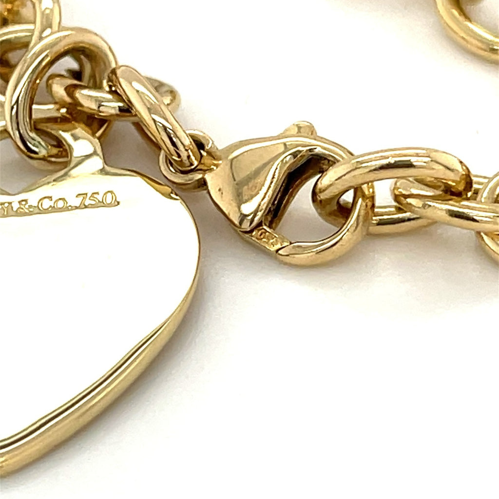 Tiffany & Co. 18k Yellow Gold Blank Heart Tag Charm Bracelet, Size 7.5