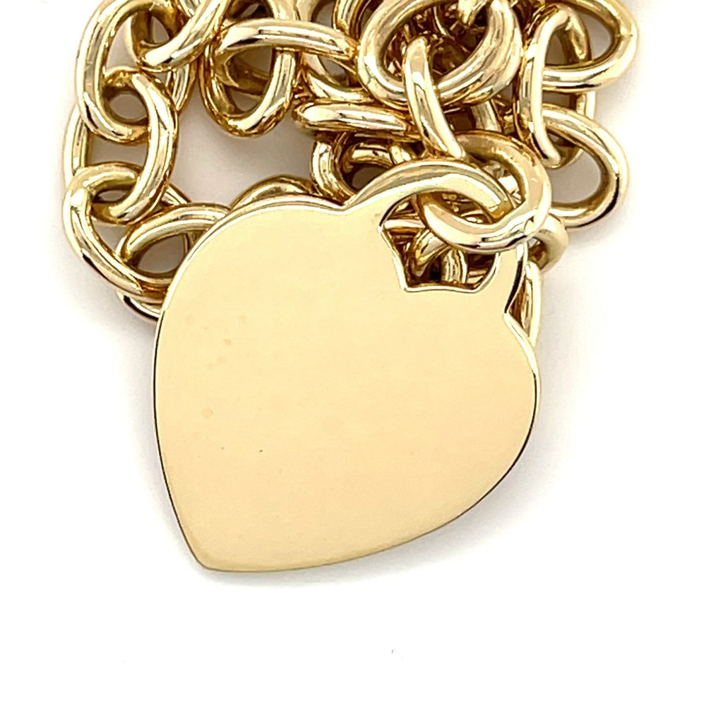 Tiffany & Co. 18k Yellow Gold Blank Heart Tag Charm Bracelet, Size 7.5
