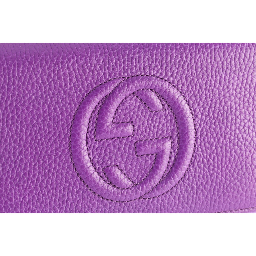 Gucci Purple Leather Soho Zip Around Wallet with Papers and Pouch