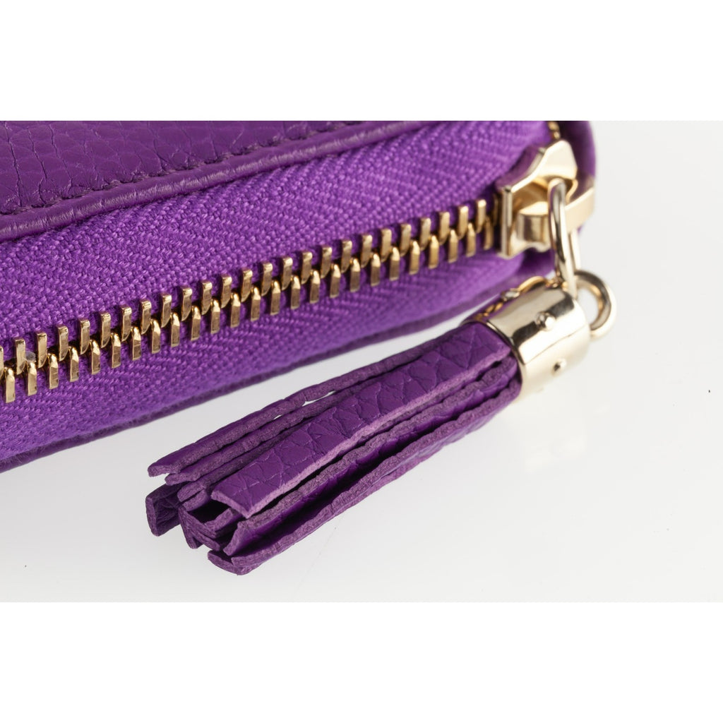 Gucci Purple Leather Soho Zip Around Wallet with Papers and Pouch