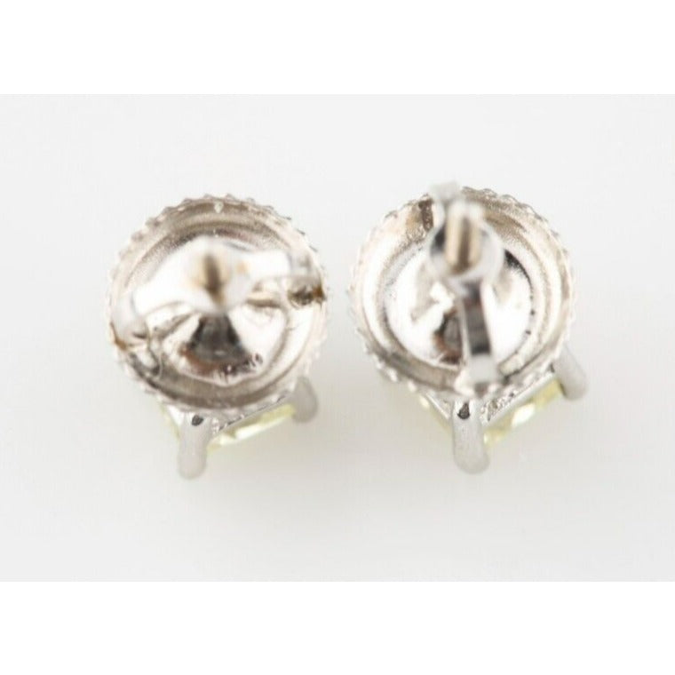 14k White Gold Princess Diamond Solitaire Earrings TCW = 0.64 Ct
