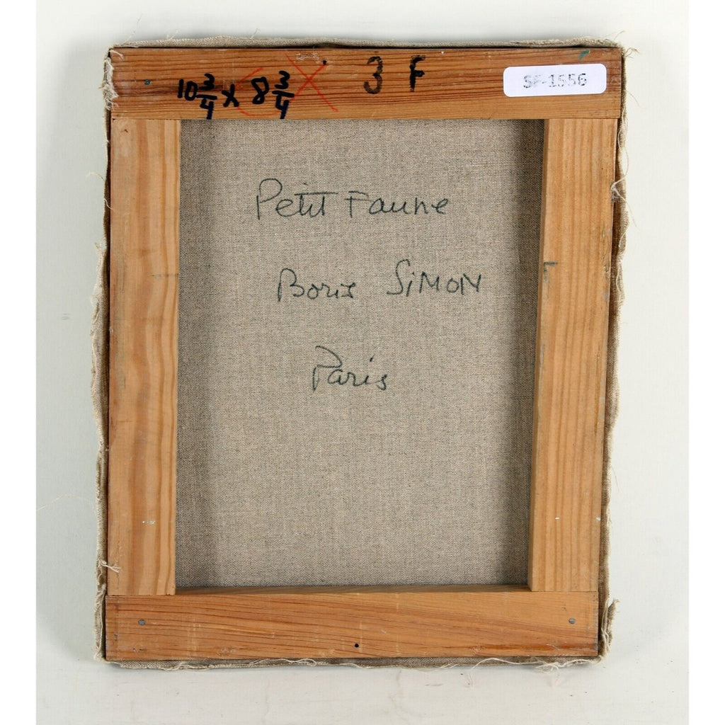 PETIT FAUNE BY BORIS SIMON OIL ON CANVAS UNFRAMED 10 3/4" x 8 3/4" PARIS