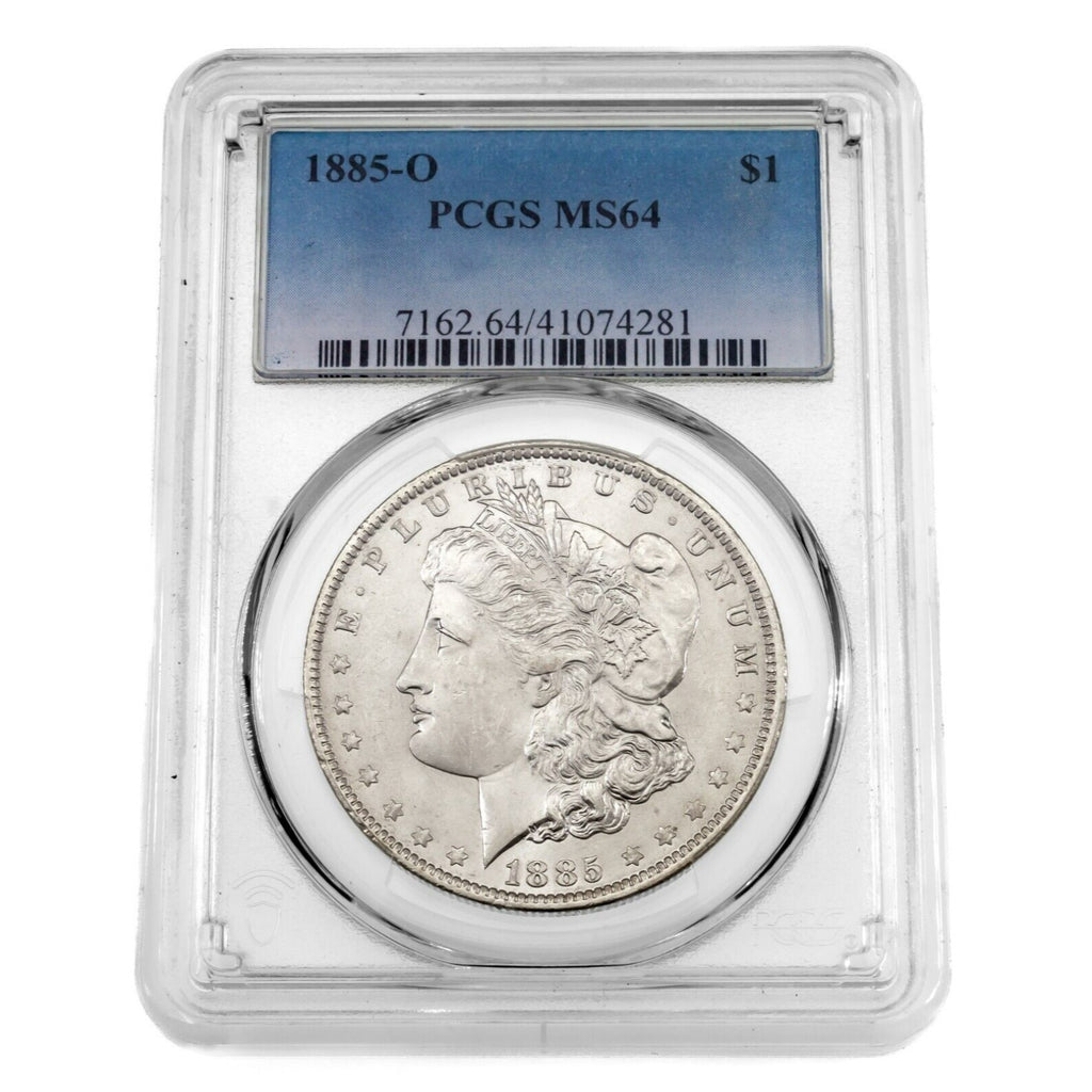 1885-O $1 Silver Morgan Dollar Graded by PCGS as MS-64