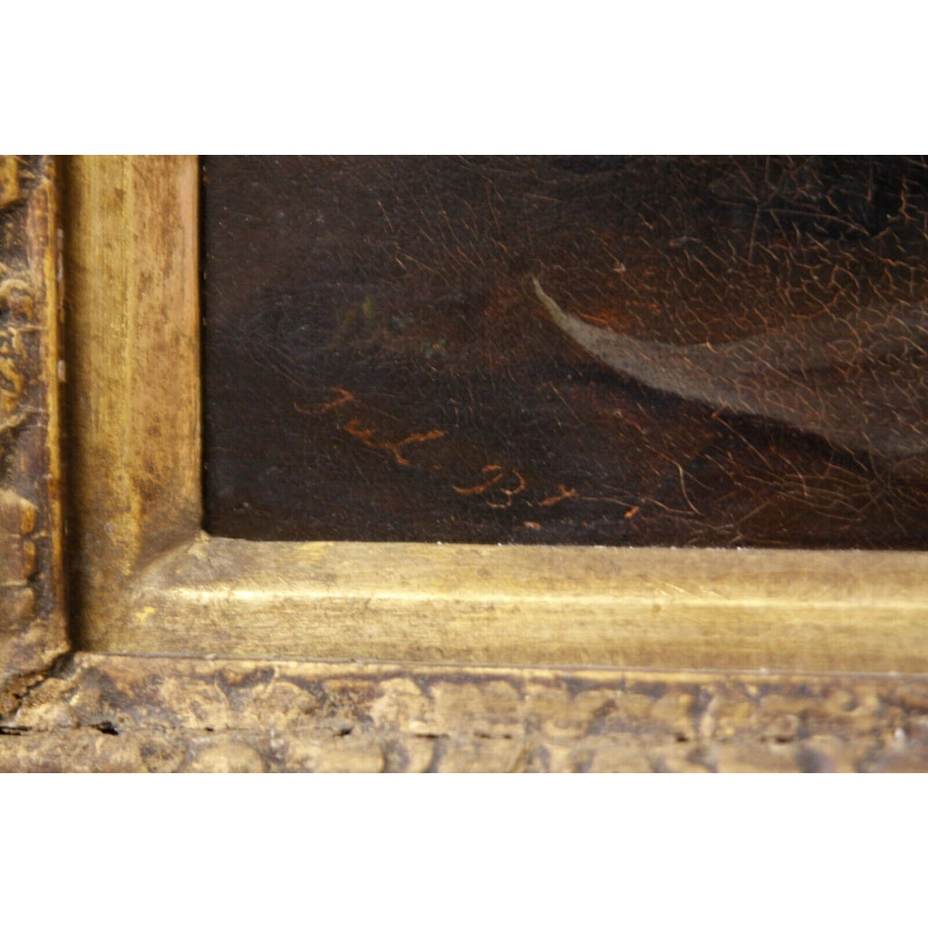 "Le Tableau Parlant" Oil on Canvas Gilt Frame by Julien Boilly 19th Cent. w/ CoA