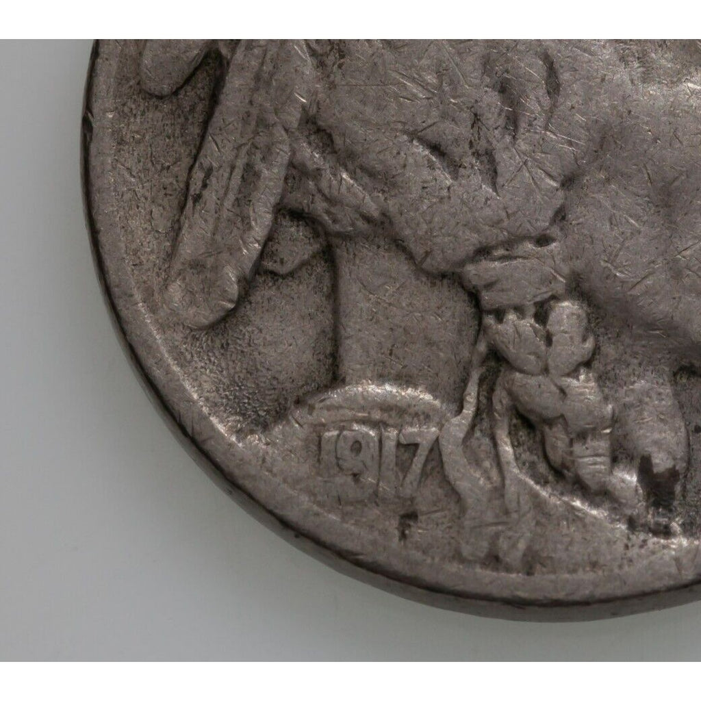 1917-S 5C Buffalo Nickel in Fine Condition, Natural Color, Strong Horn for Grade