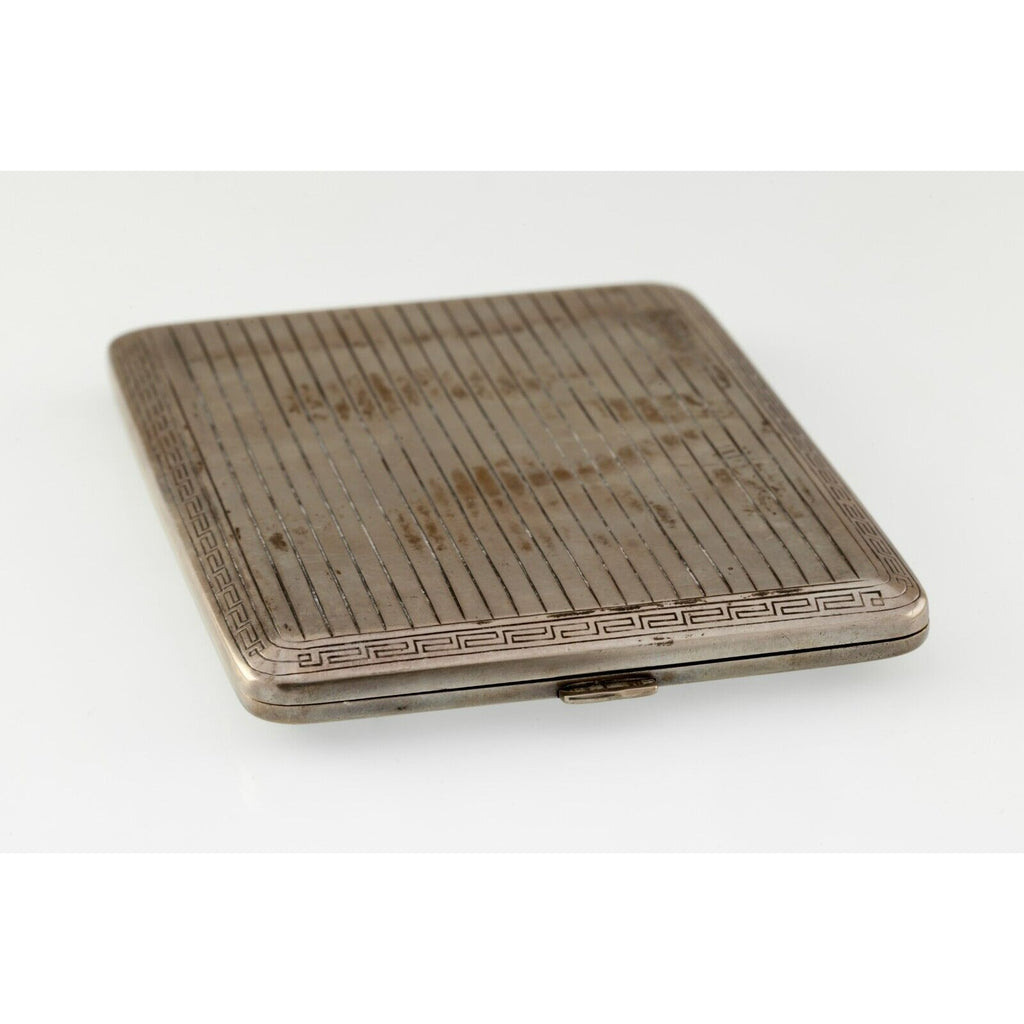 Silver Cigarette Case Box With Meander Pattern