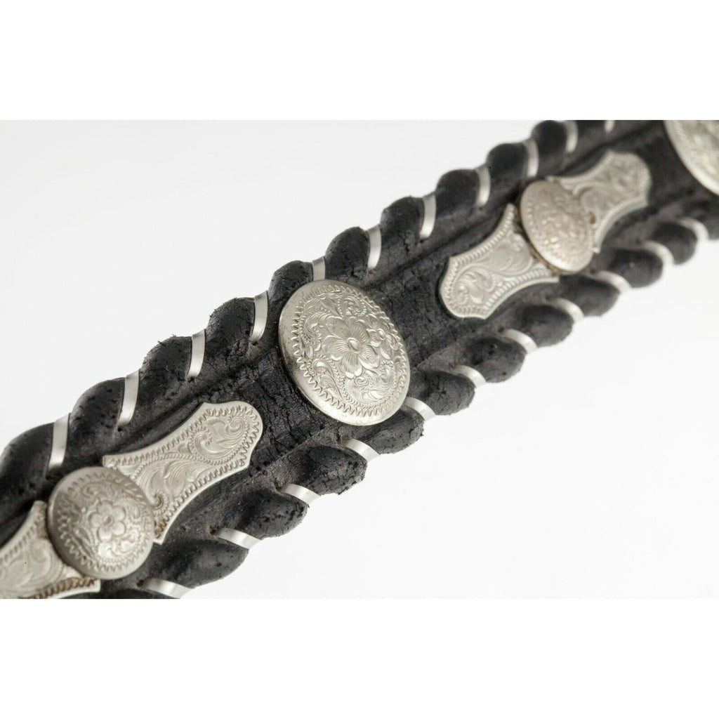 Gorgeous Al Beres Diablo Nickel Silver Inlay Concho Leather Belt