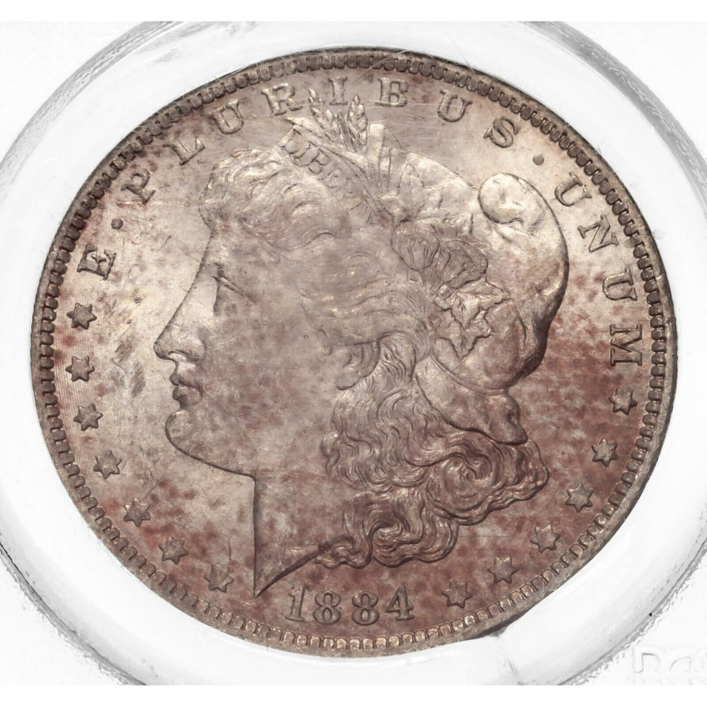 1884-O $1 Silver Morgan Dollar Graded by PCGS as MS63 Old Label Cool Toning!