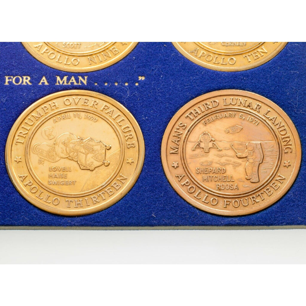 NASA Medals, APOLLO 7-14 Bronze medal EX LUNA SCIENTIA Sets totaling 63 medals