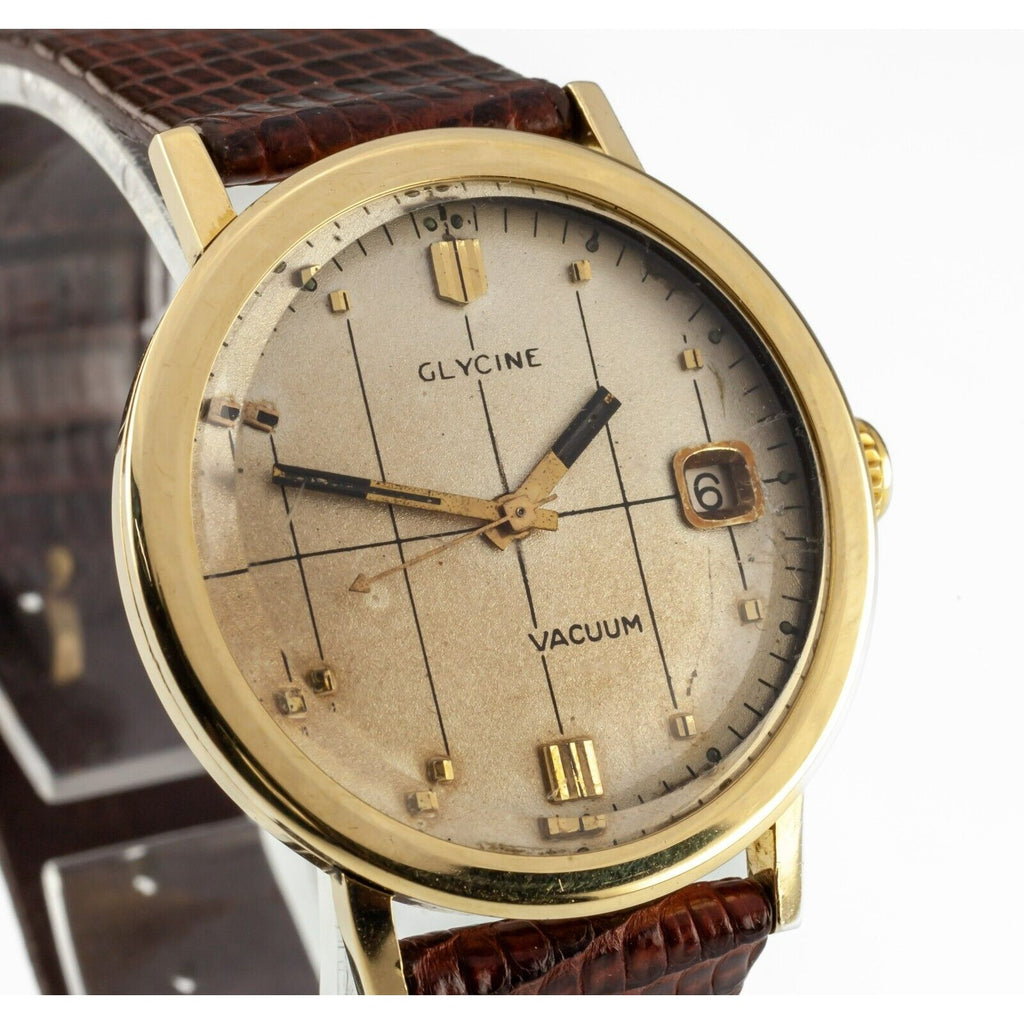 Glycine 18k Yellow Gold Men's Vintage Vacuum Automatic Watch 2472