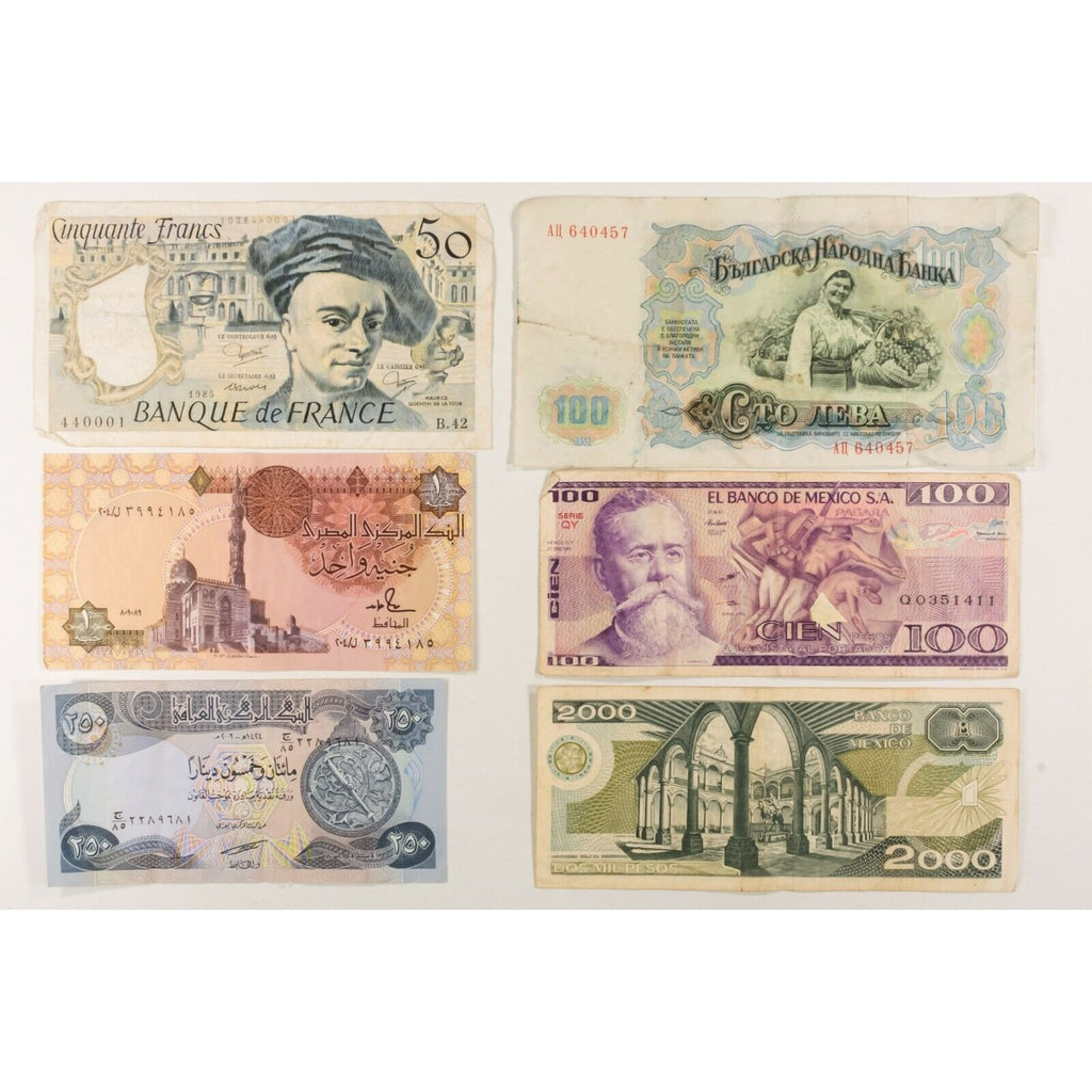 World Notes. Europe, Asia, Africa, Central & South America. 50 Note Lot.
