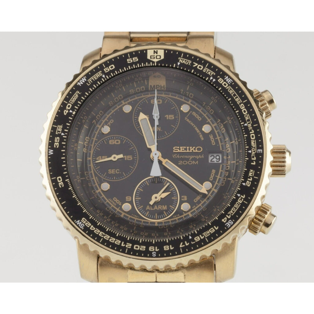 Seiko Men's Gold-Plated Vintage Quartz Chronograph Watch 7T62-0EB0