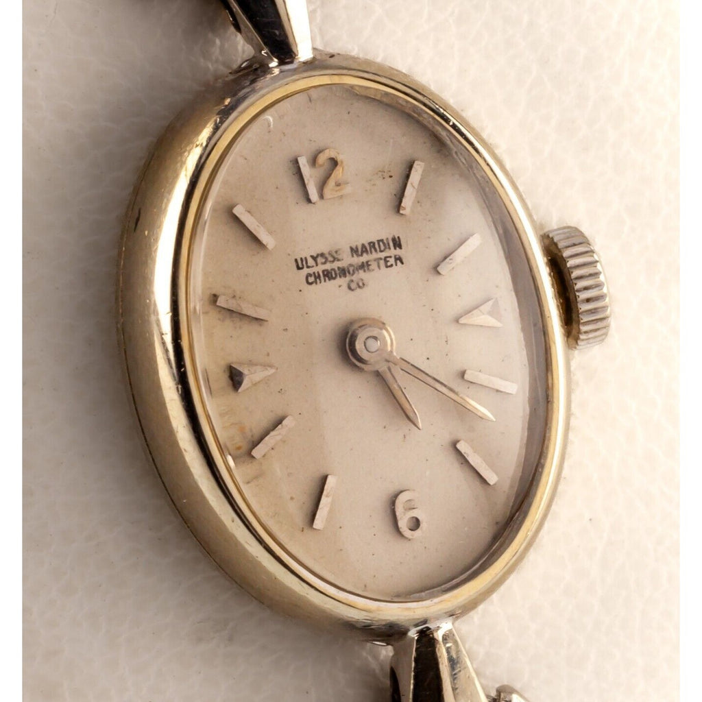 14k White Gold Ulysses Nardin Oval Mechanical Watch w/ Expansion Bracelet N.5