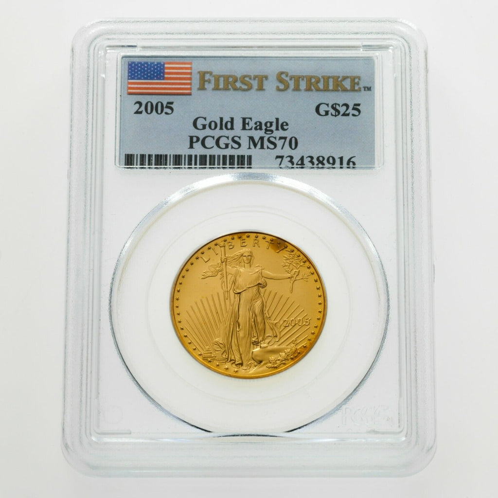 2005 G$25 1/2 Oz. Gold American Eagle Graded by PCGS as MS-70 First Strike