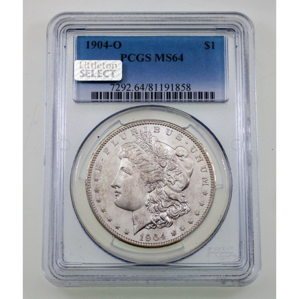 1904-O $1 Silver Morgan Dollar Graded by PCGS as MS-64