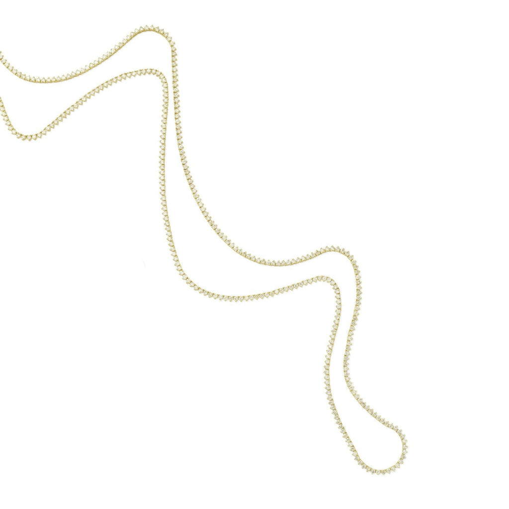 18k Yellow Gold 7.75ct Diamond 32" Tennis Necklace 25 grams