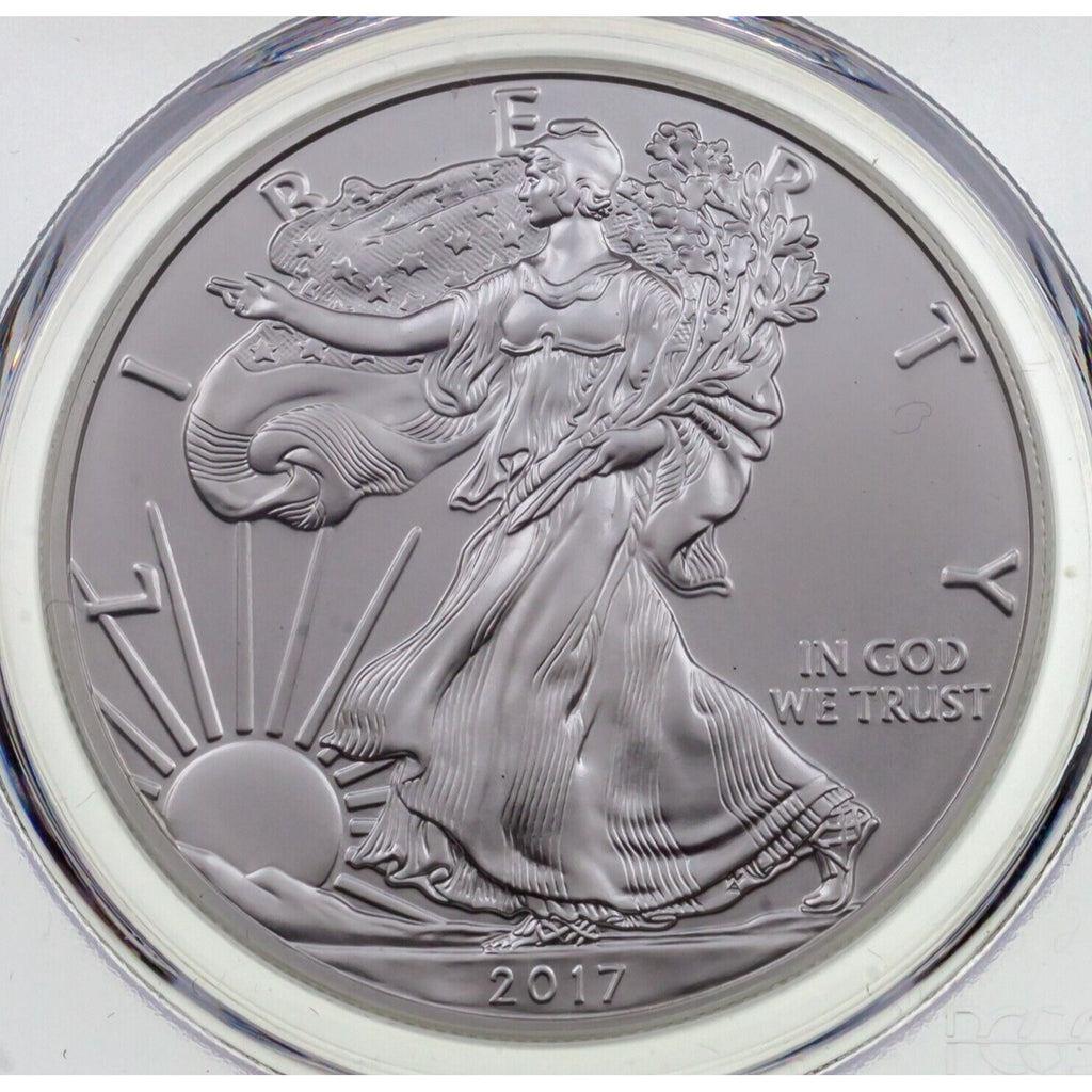 2017-(W) S$1 Silver American Eagle Graded by PCGS as MS-70 First Strike