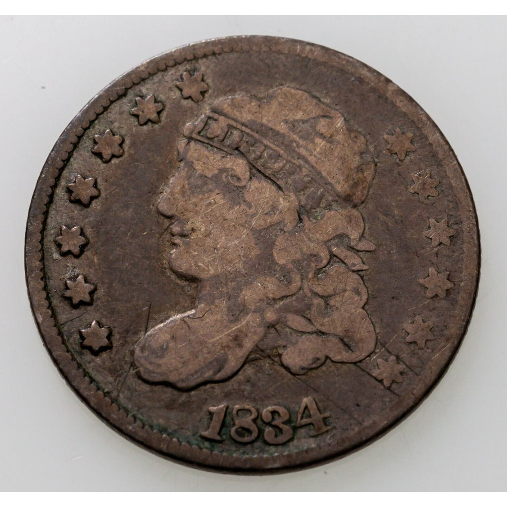 1834 Bust Half Dime in Very Good VG Condition, Light Gray Color, Bold "LIBERTY"