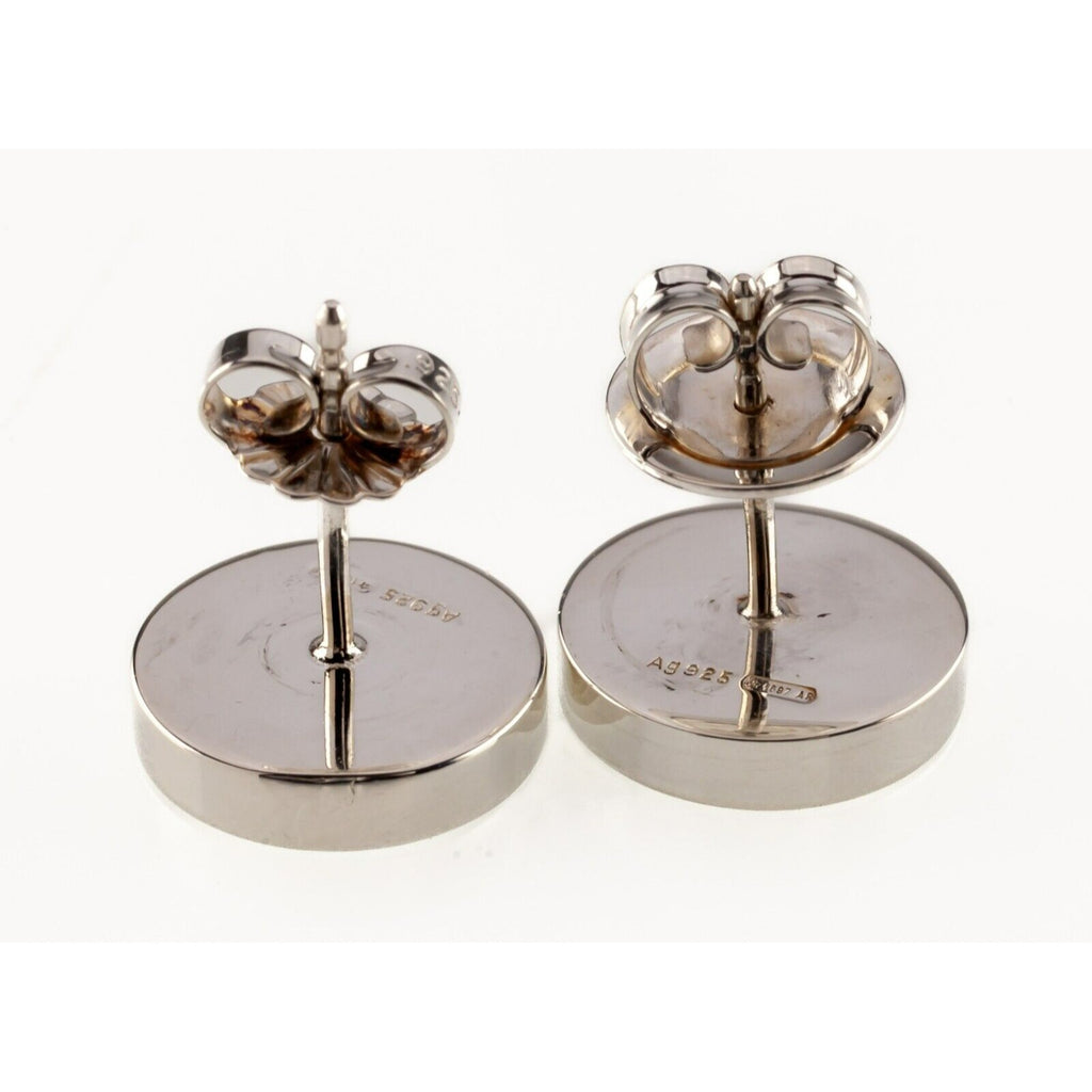 Gucci Sterling Silver Trademark Disk Earrings w/ Butterfly Backs "Made in Italy"