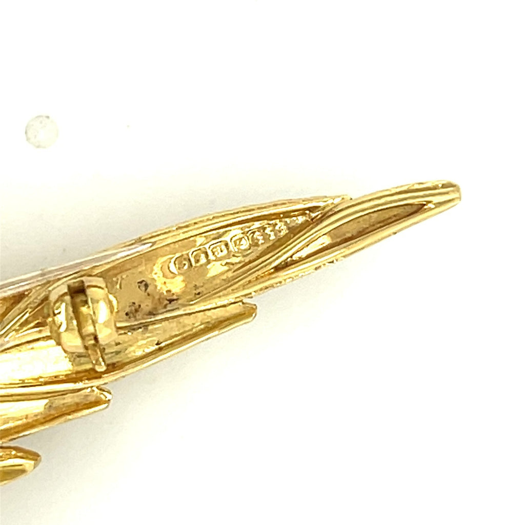 18k Yellow Gold Cockatoo Brooch Vintage Sannit, Stein, & Stein 5.25 ct Ruby, Dia