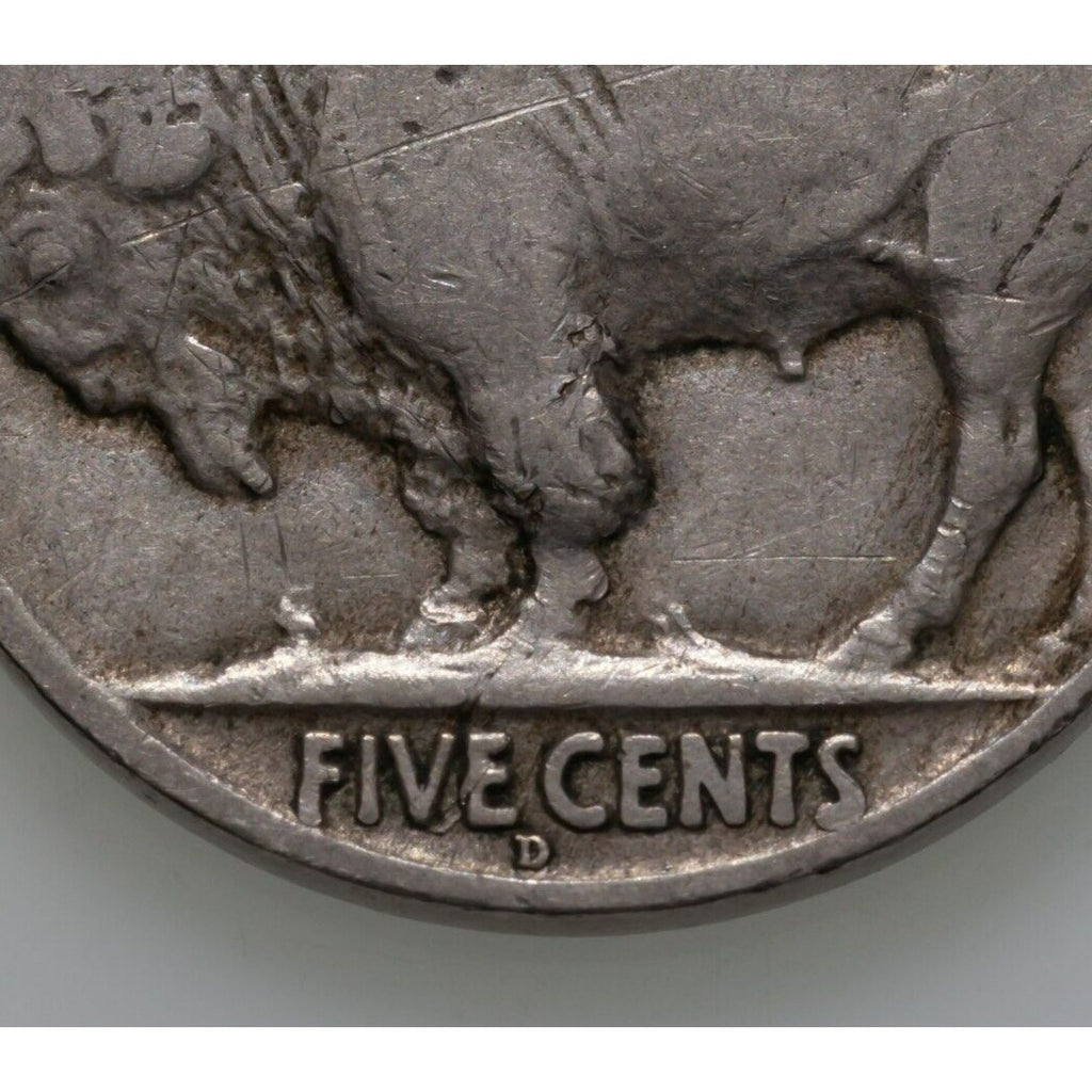 1917-D 5C Buffalo Nickel in Fine Condition, Natural Color, Letters Clear Rims
