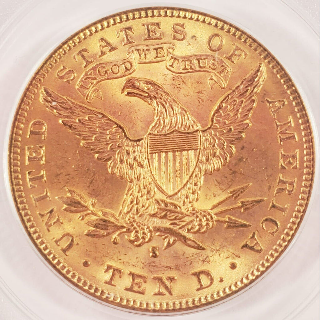 1889-S $10 Gold Liberty Eagle Graded by PCGS as MS-63! Gorgeous Early US Gold!