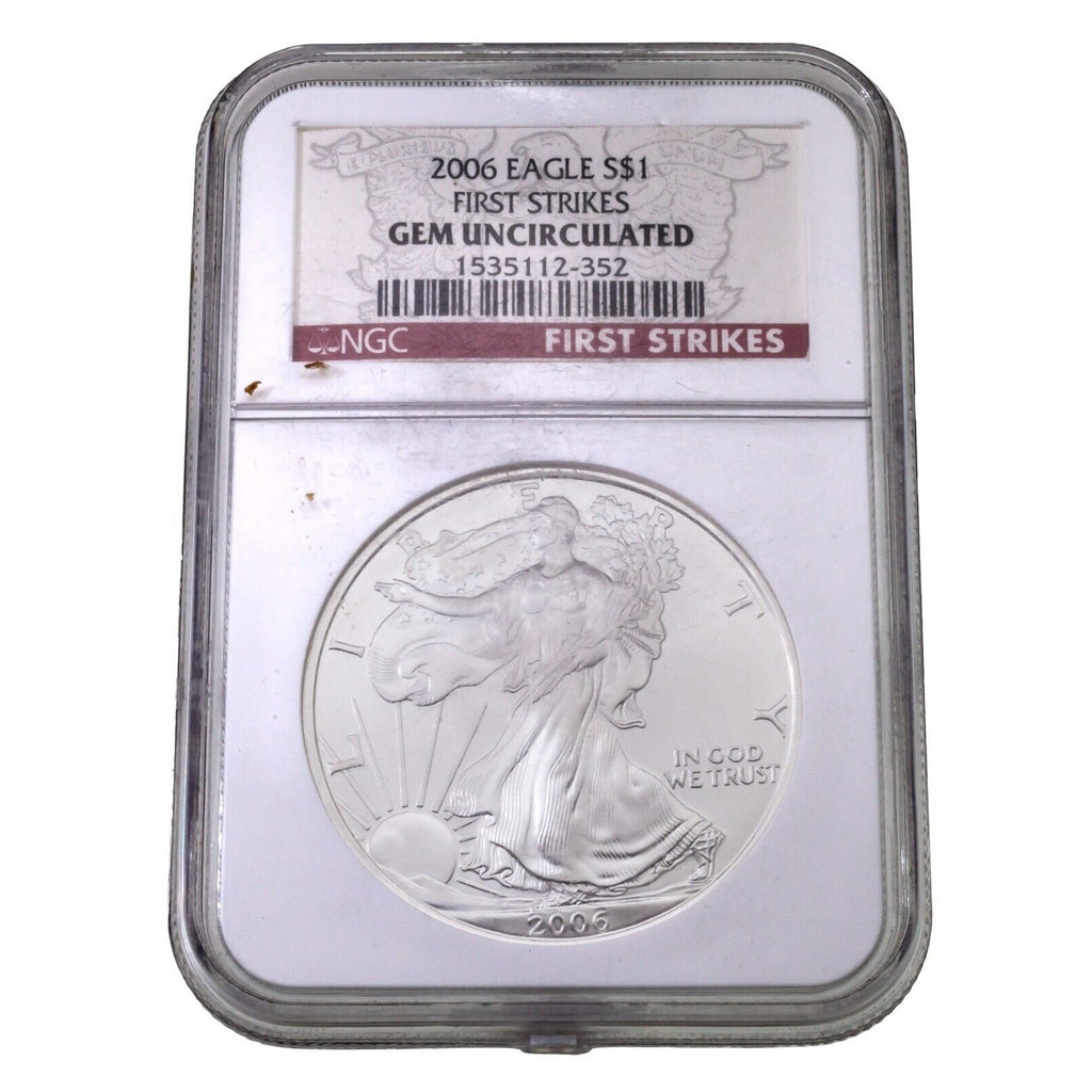 2006 S$1 Silver American Eagle Graded by NGC as Gem Uncirculated First Strikes