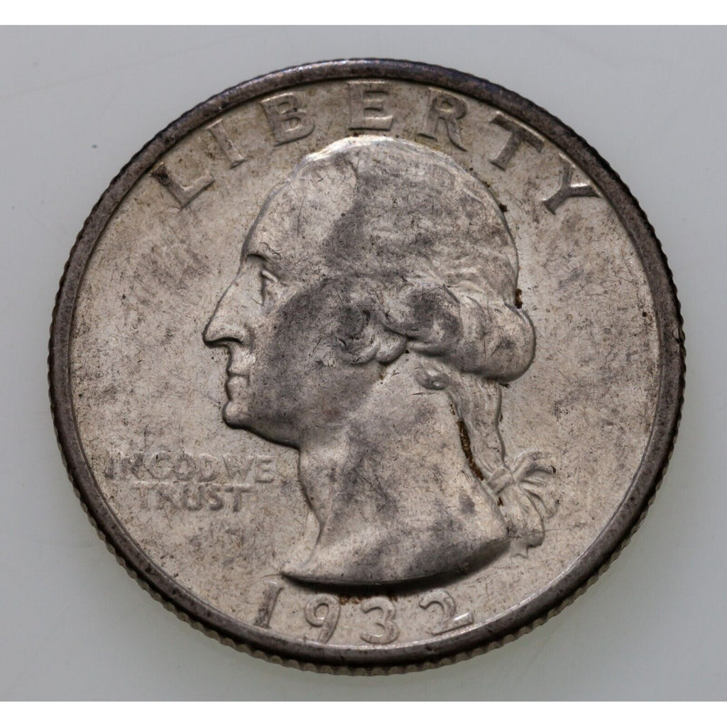 1932-S 25C Washington Quarter in AU Condition, Mostly White, Strong Luster