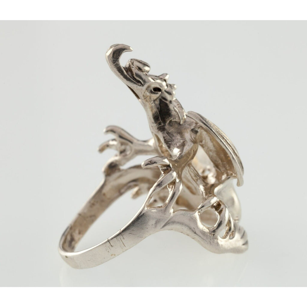 Open Wing Dragon Sterling Silver Ring Size 10.75