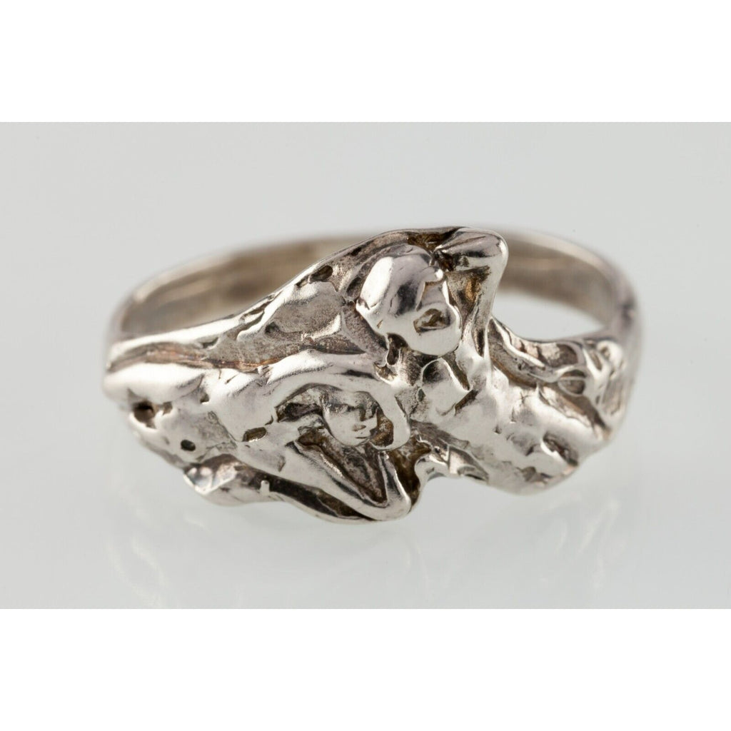 Kama Sutra Figures Sterling Silver Band Ring Size 9.75