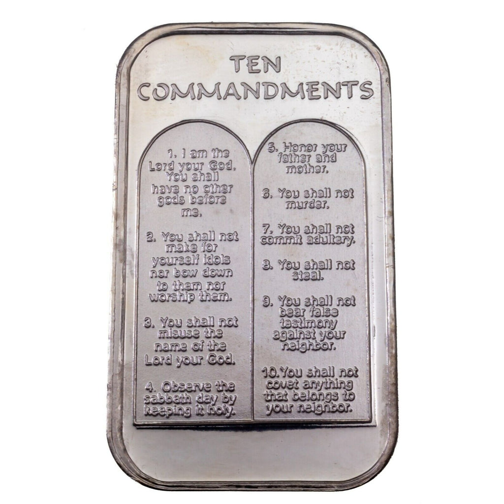 TEN COMMANDMENTS By Highland Mint 1 oz. Silver Art Bar