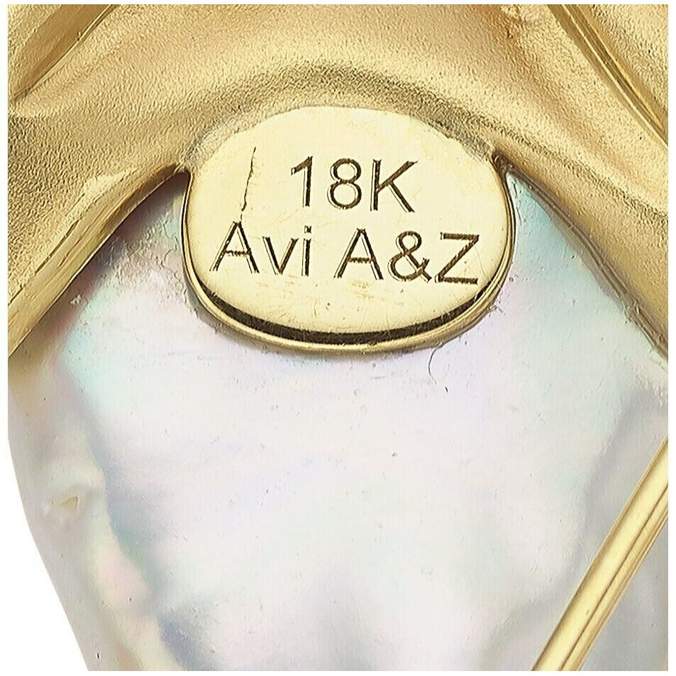 18k Yellow Gold Freshwater Cultured Pearl Frog Pendant by Avi Raz 14k 18" Chain